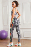 Leg Side Rainbow Print Fitness Yoga Suit