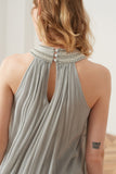 Sleeveless Silk Beaded Halter Dress